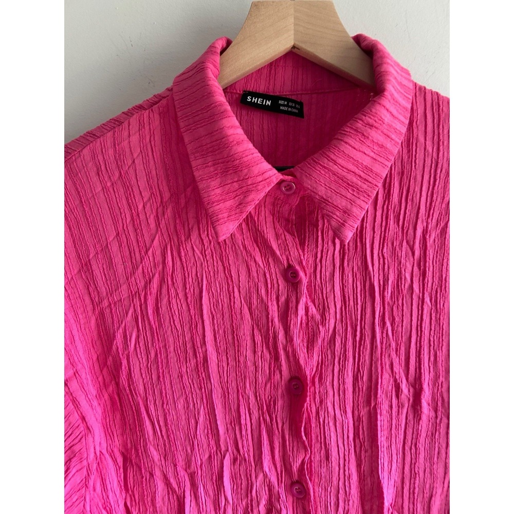 Women's Oversized Pleated 2 Piece Lounge Set Hot Pink Weekend Vibes Size 6 - Picture 9 of 13